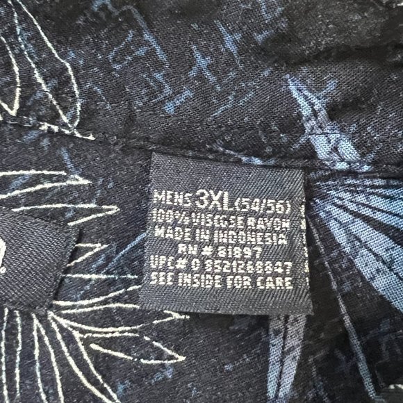 Puritan Mens 3XL Blue Hawaiian Print Button Down Shirt Rayon - Picture 3 of 7